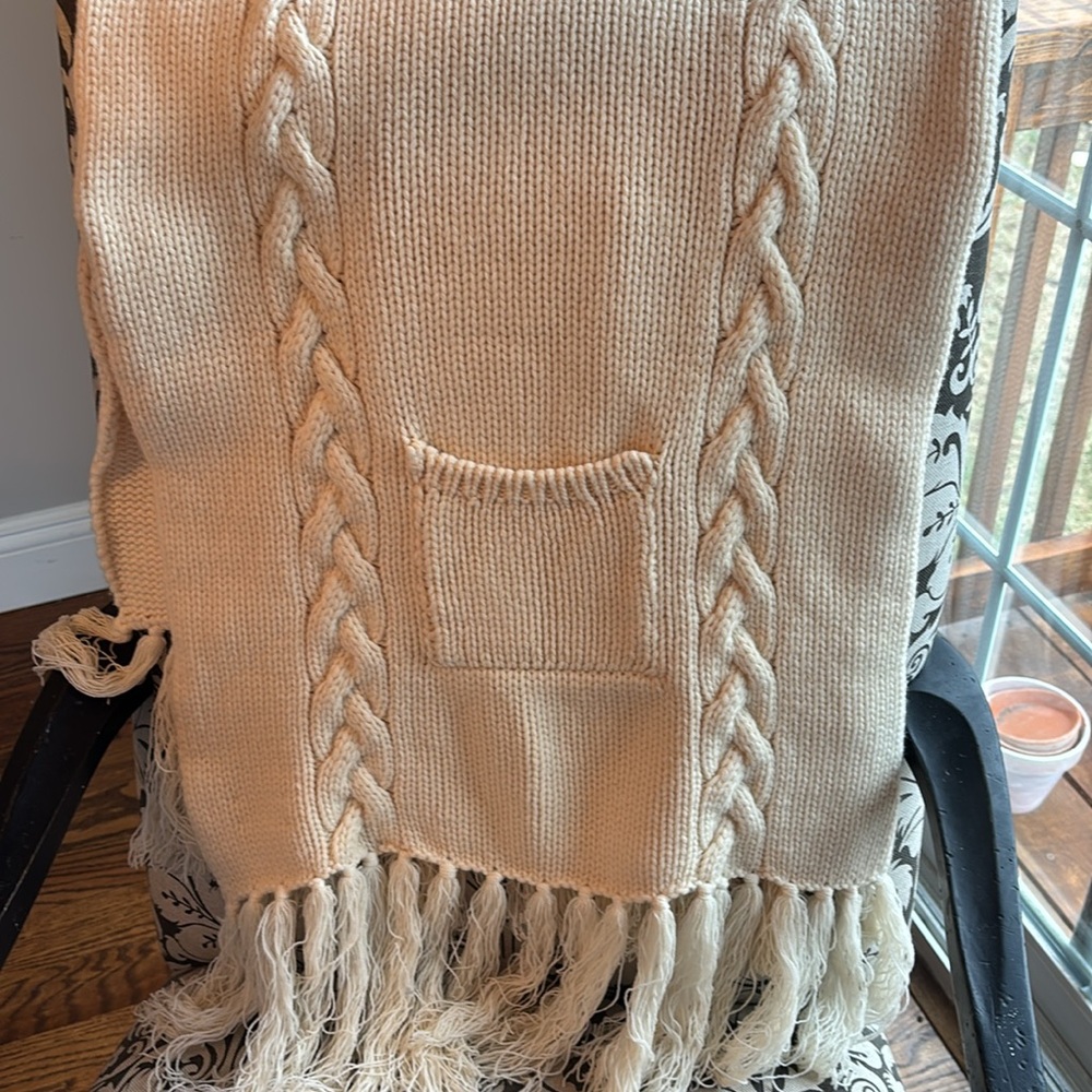 Burberry Cable knit scarf shawl wrap pockets - Picture 4 of 12